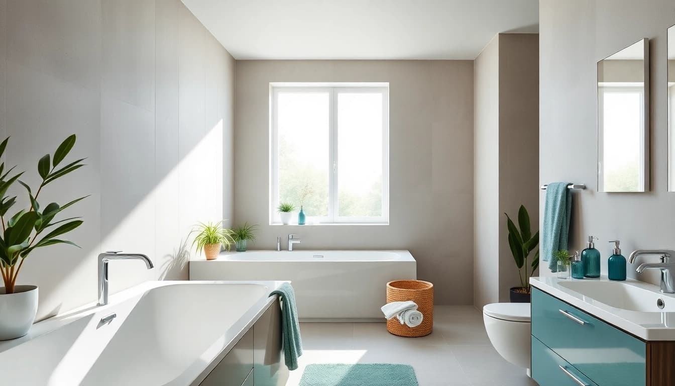 Erleben Sie sonni sanitär Lösungen in einem stilvollen, modernen Badezimmer mit eleganten Armaturen.