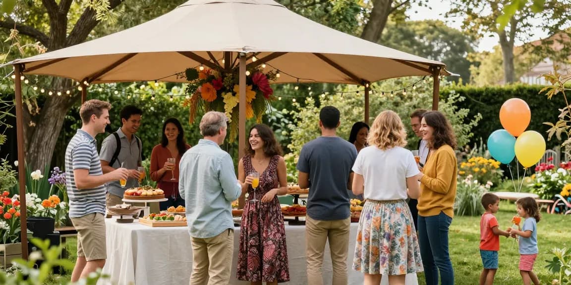 Celebrating under a stylish gazebo with friends at a garden party from https://www.gazebohirelondon.co.uk/ showcasing vibrant decorations.