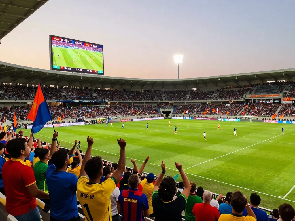 Exciting football match scene showcasing 7m scores and live action.