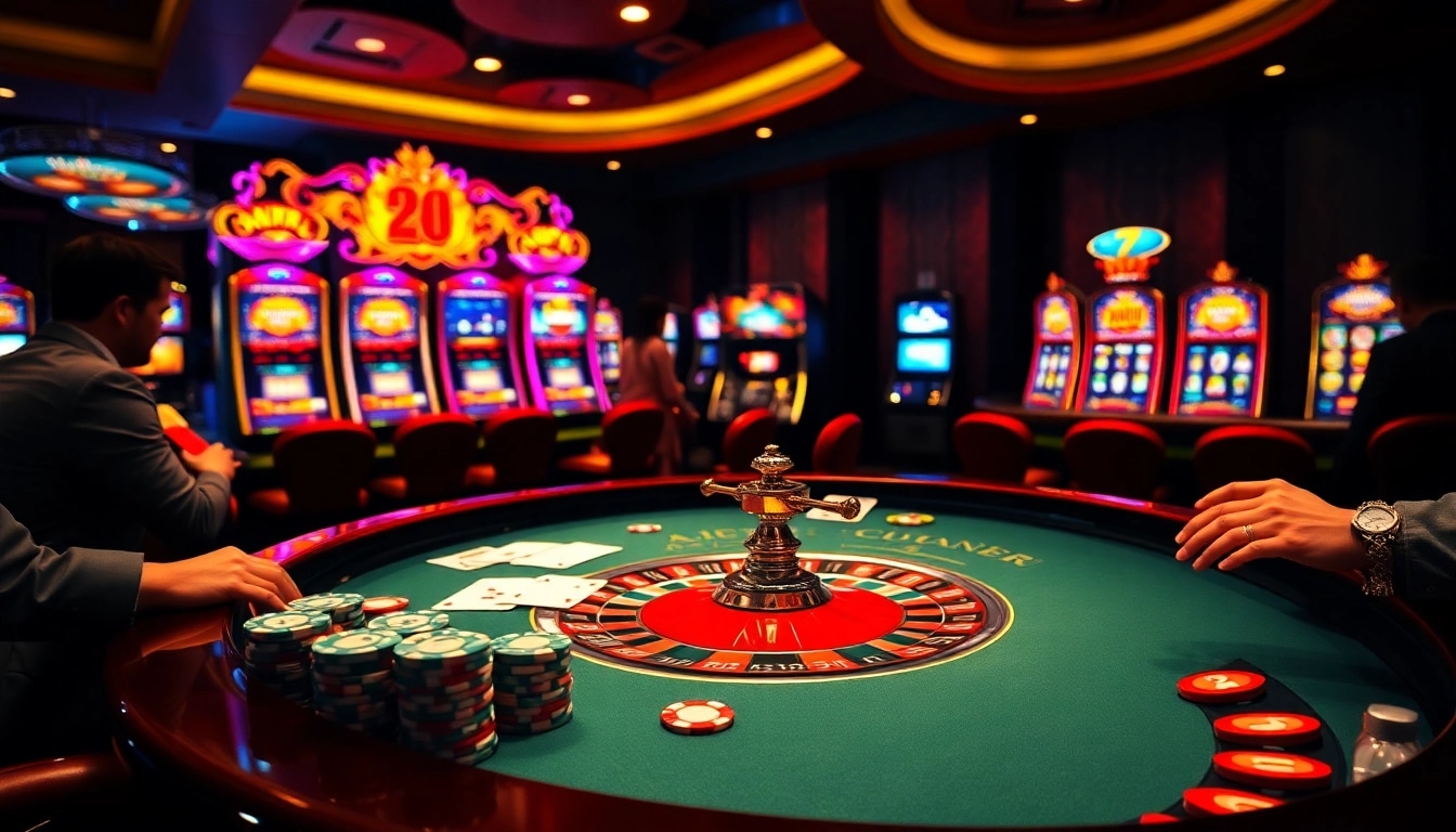 Engage in thrilling bets at https://du88.sbs/ with luxurious casino tables and vibrant gaming elements.