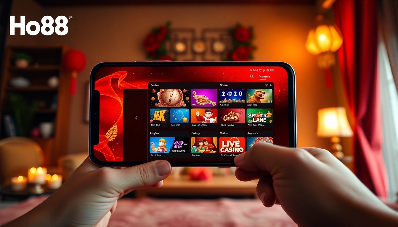 Engaging online gambling experience on Ho88 platform featuring sports betting and casino games in a cozy Vietnamese setting.