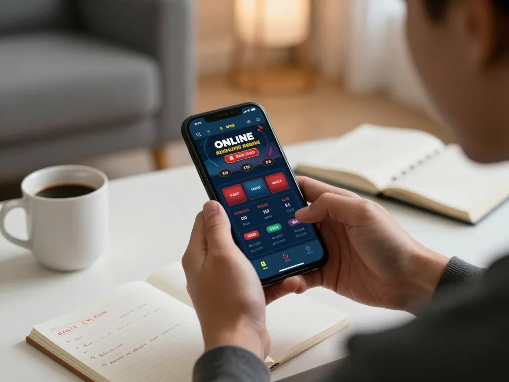 Sungaitoto user placing bets on a smartphone app, showcasing dynamic online gambling experience.