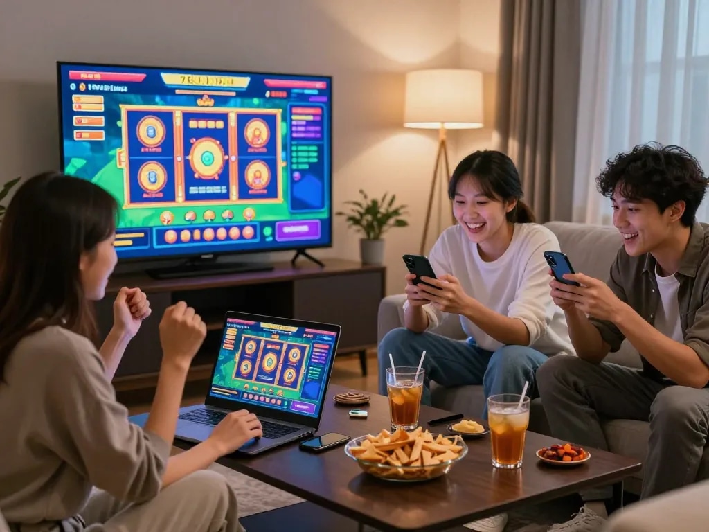 Diverse players enjoying an engaging online gaming experience at 789win with a vibrant atmosphere.