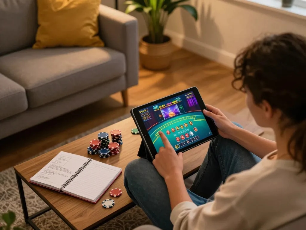 Engaging in a live dealer game on 789Club's online platform at home.