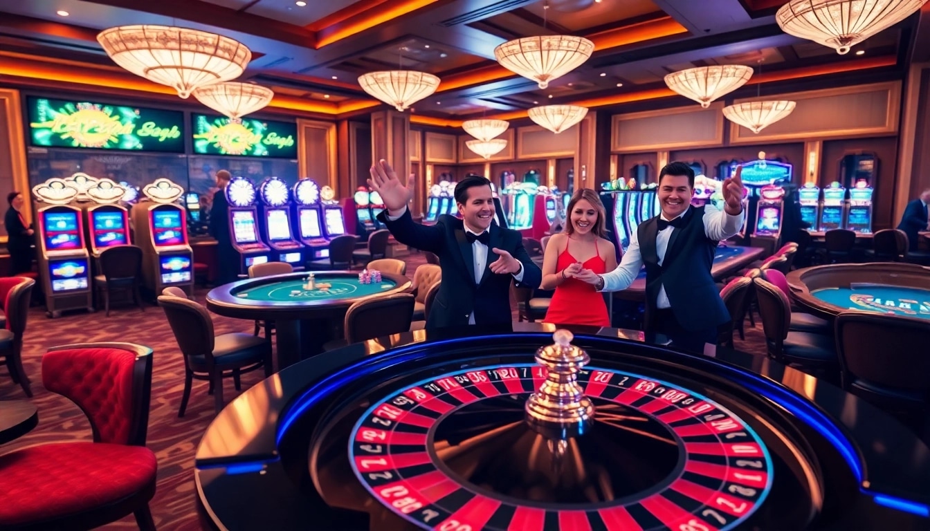 Experience the excitement of winning at 999E's luxurious casino with vibrant games and eager players.
