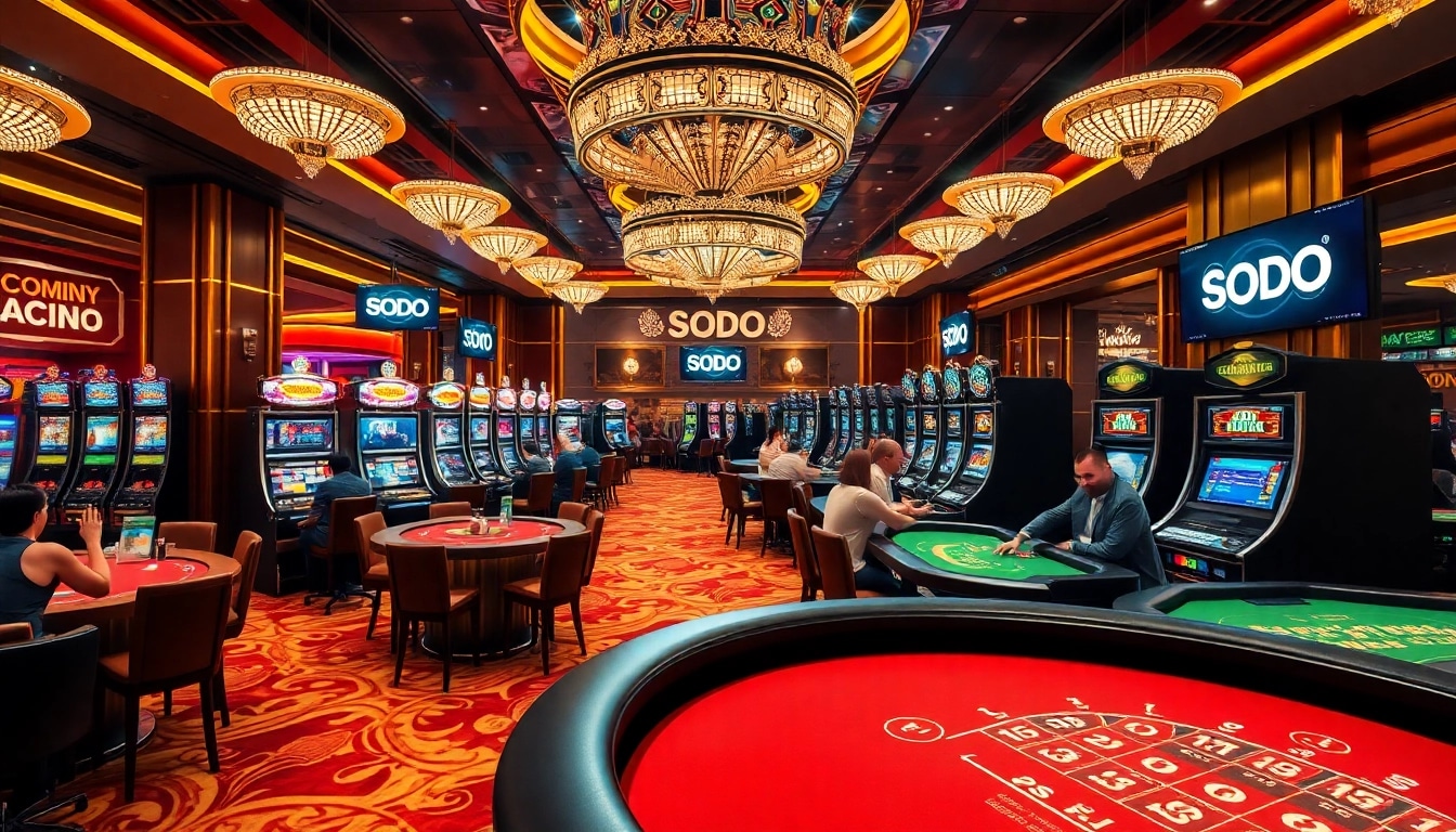 Experience the thrill of SODO Casino with exciting gaming tables and vibrant slot machines.