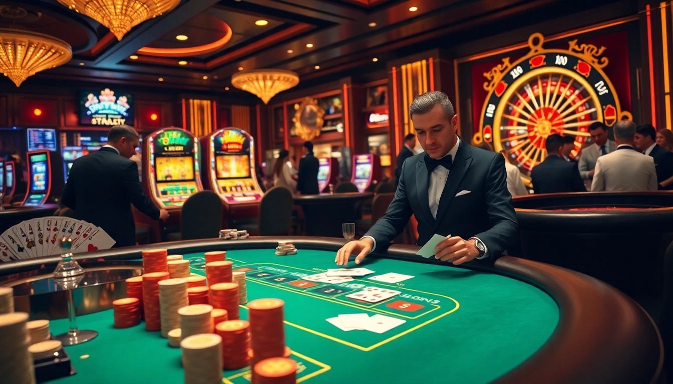 Experience the excitement of MM88 with elegant dealers and vibrant gambling activities.