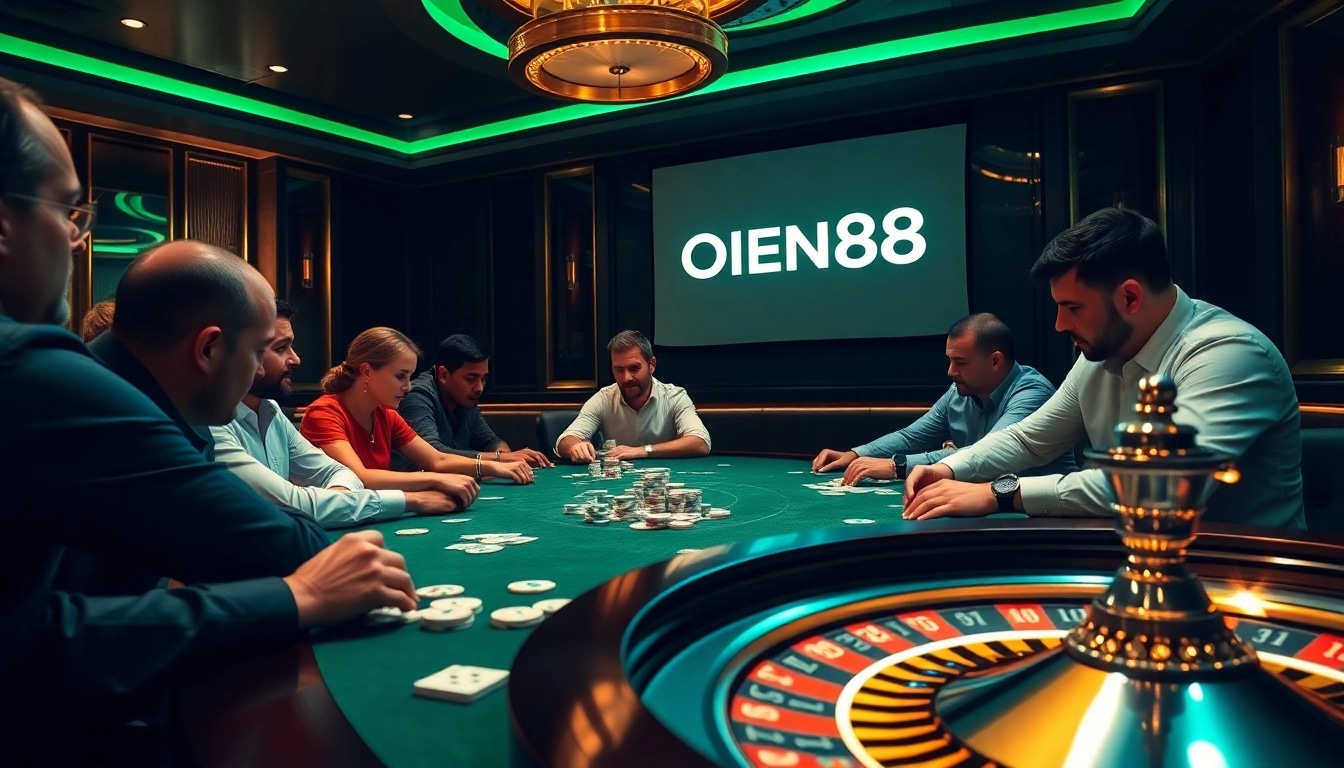 Exciting poker gameplay at OPEN88 casino with high-quality chips and cards.