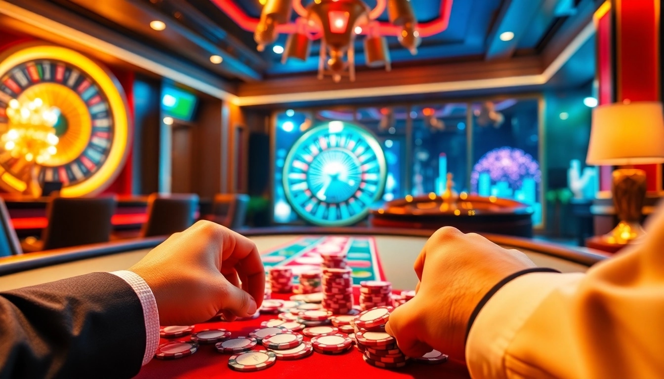 Engage with CM88 and win at the vibrant casino while playing poker with colorful chips.