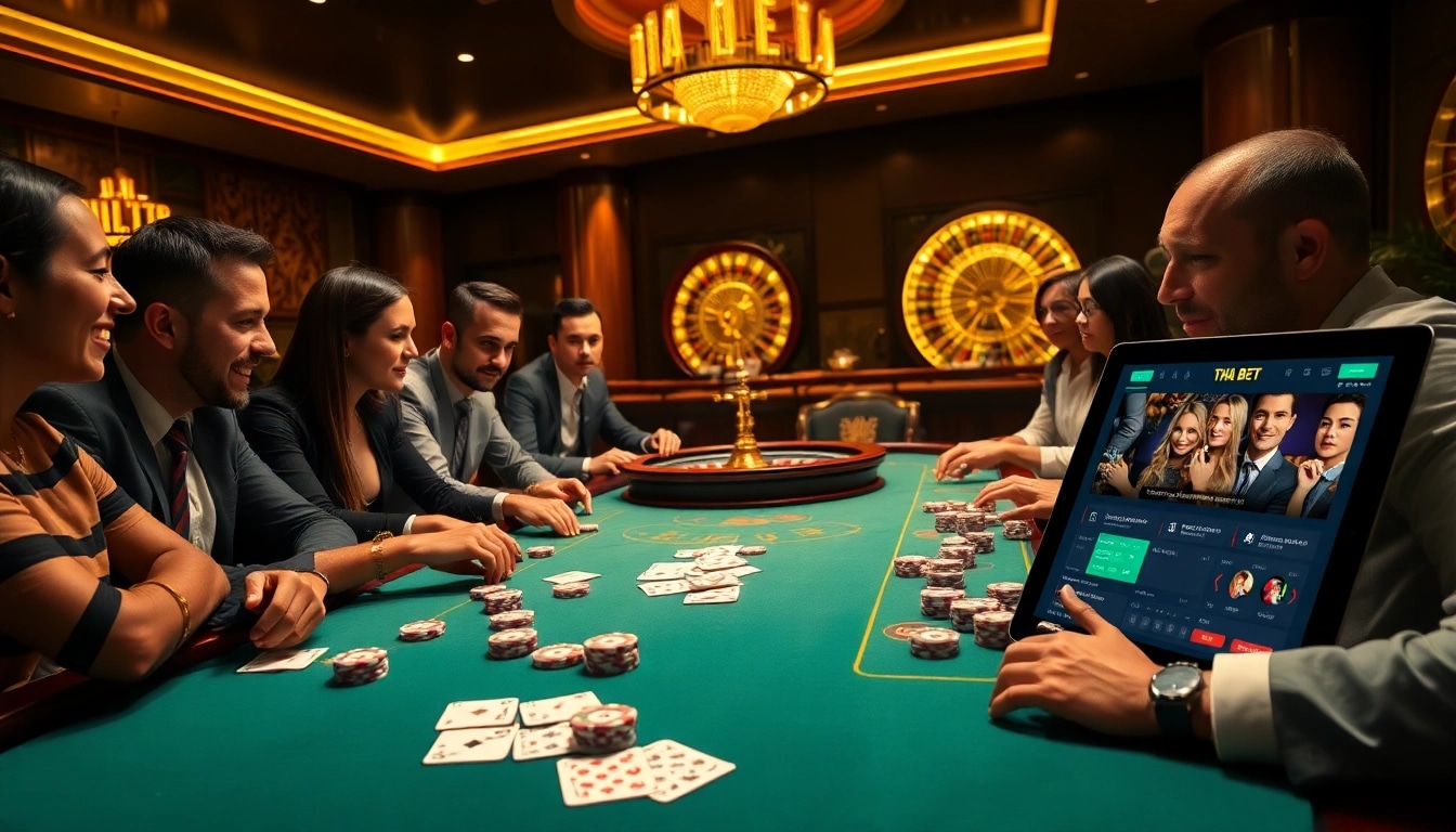 Engaging poker scene showcasing THA BET excitement with vibrant chips and cards.