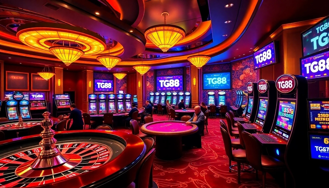 Experience the thrill of casino gaming at TG88 with lively tables and slot machines.