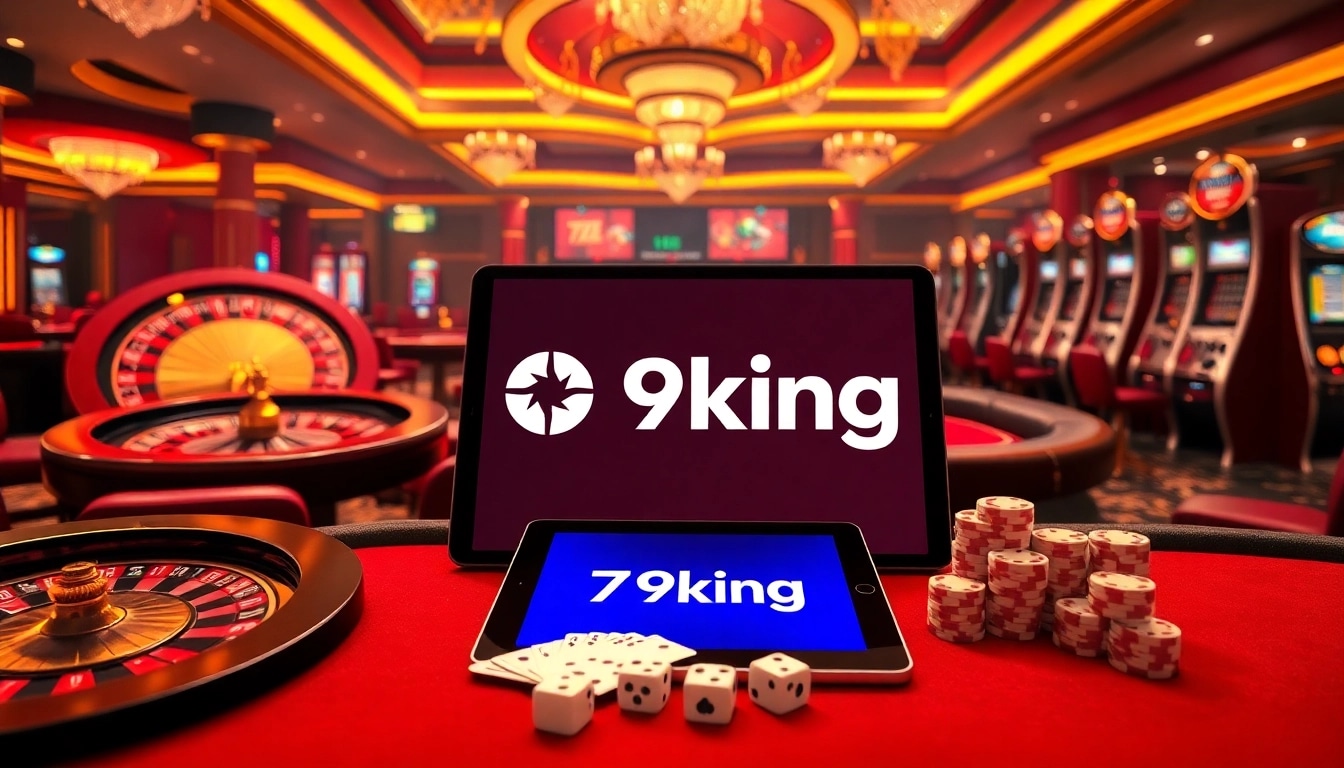 Engaging scene at 79king casino featuring roulette, cards, and vibrant poker chips.