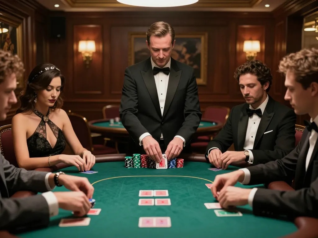 Play intense poker at vipwin2 in an elegant private high-roller room with stylish players and luxurious decor