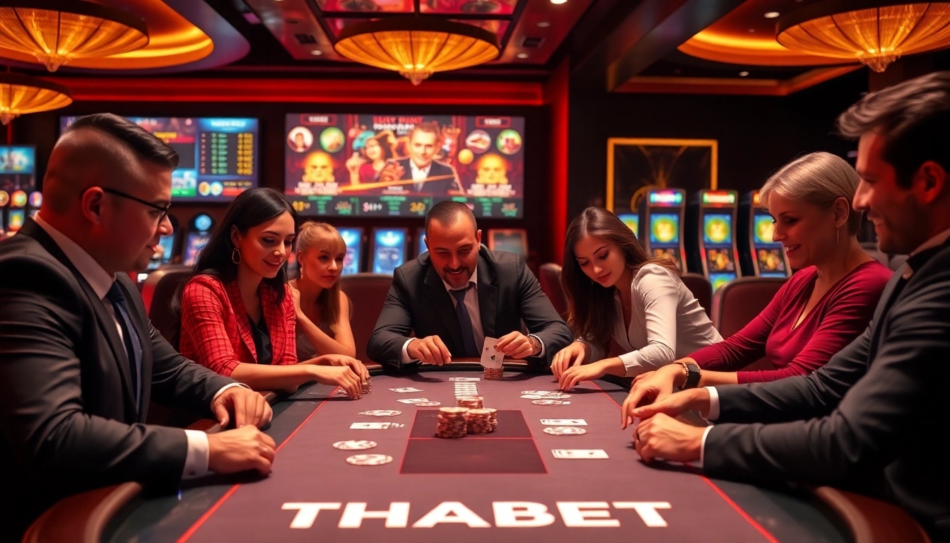 Experience the excitement of THABET with players enjoying high stakes at a vibrant casino table.
