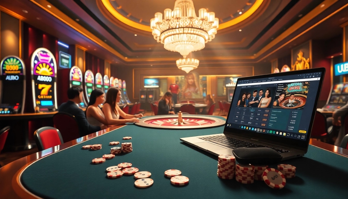 Join the thrill at uu88 with players enjoying poker and a vibrant casino atmosphere.