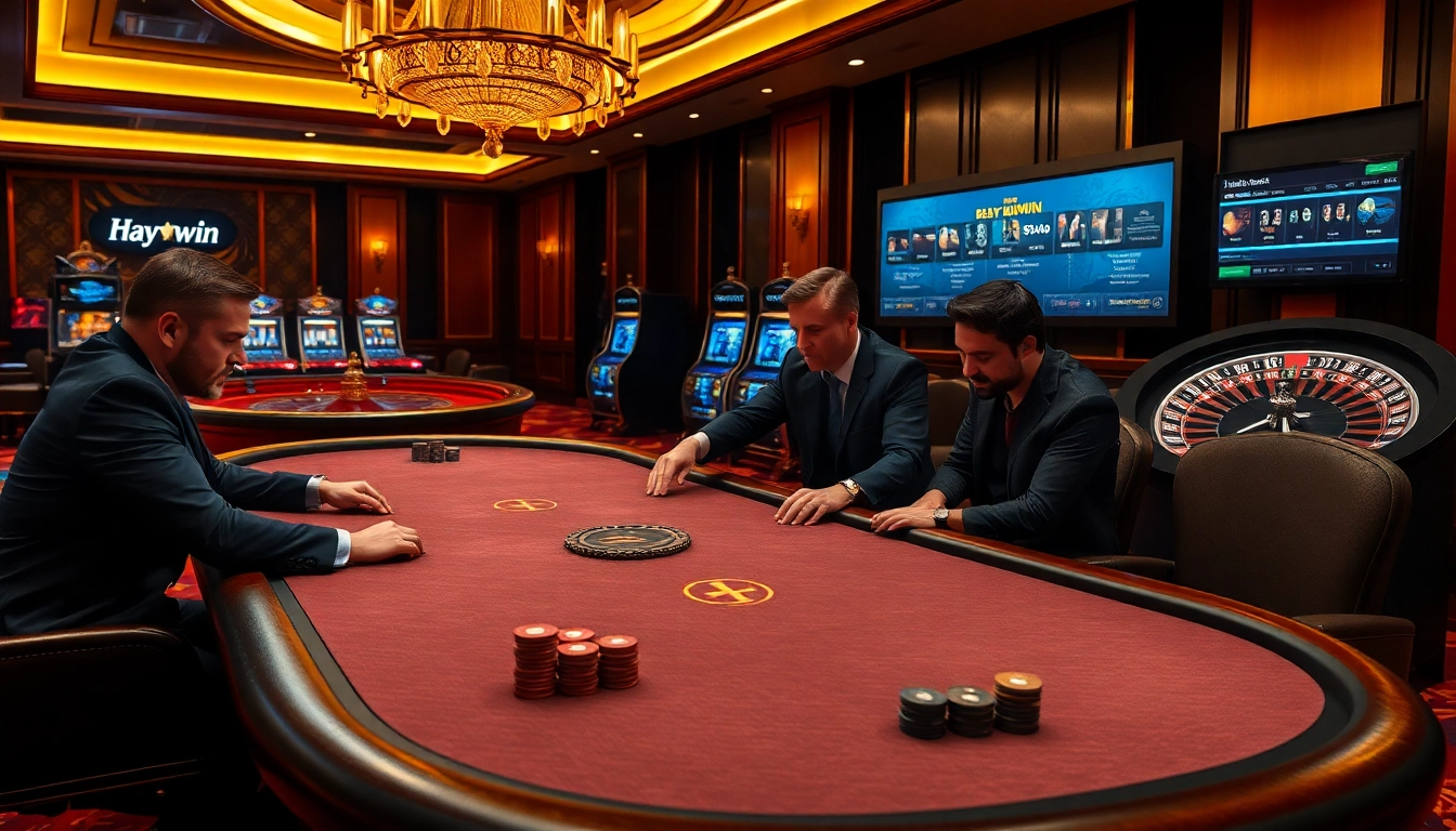 Haywin offers a premium gaming experience at a luxurious poker table, featuring elite players.