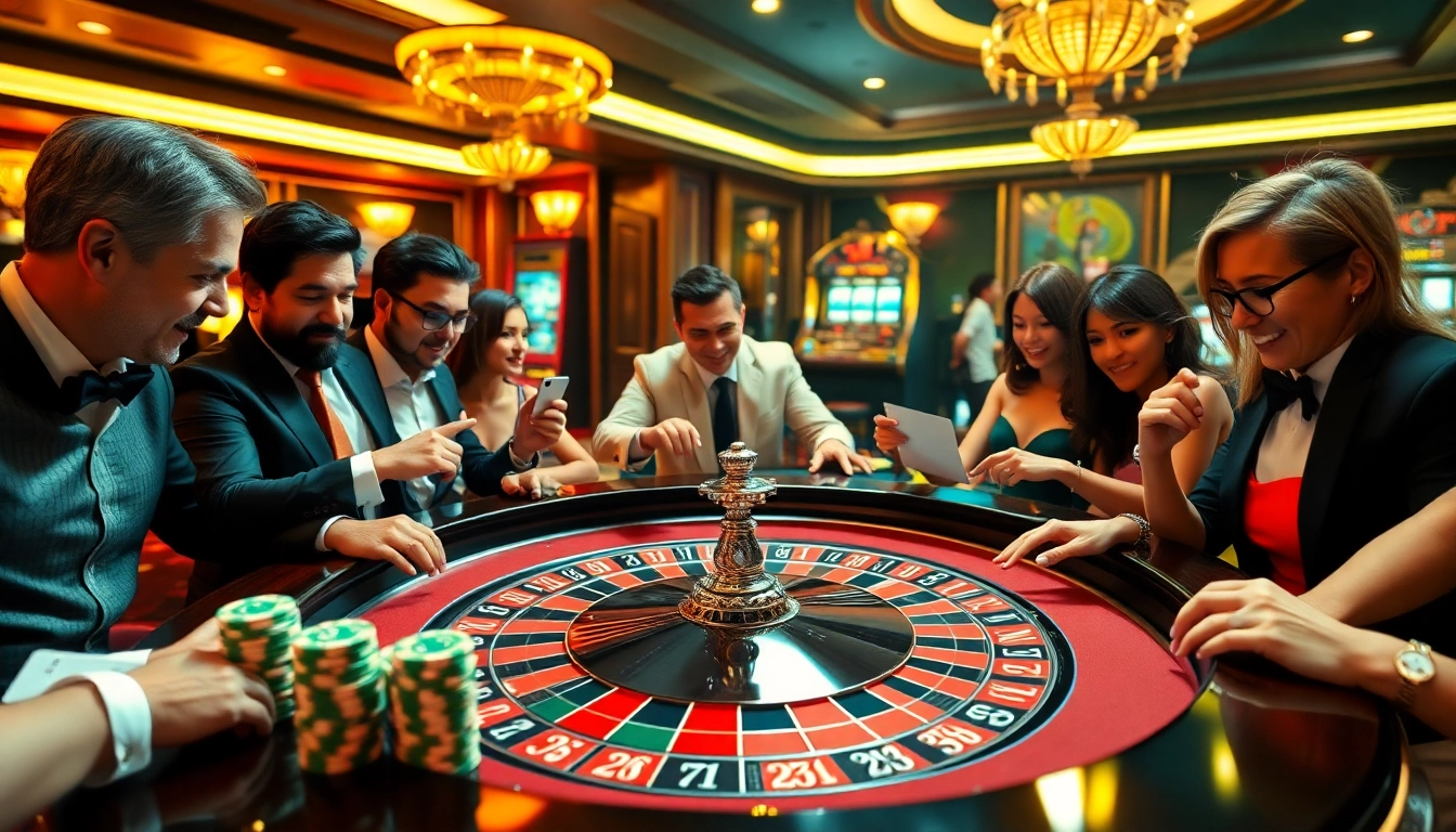 Engage in the thrilling ALo789 casino experience with players enjoying roulette and poker.