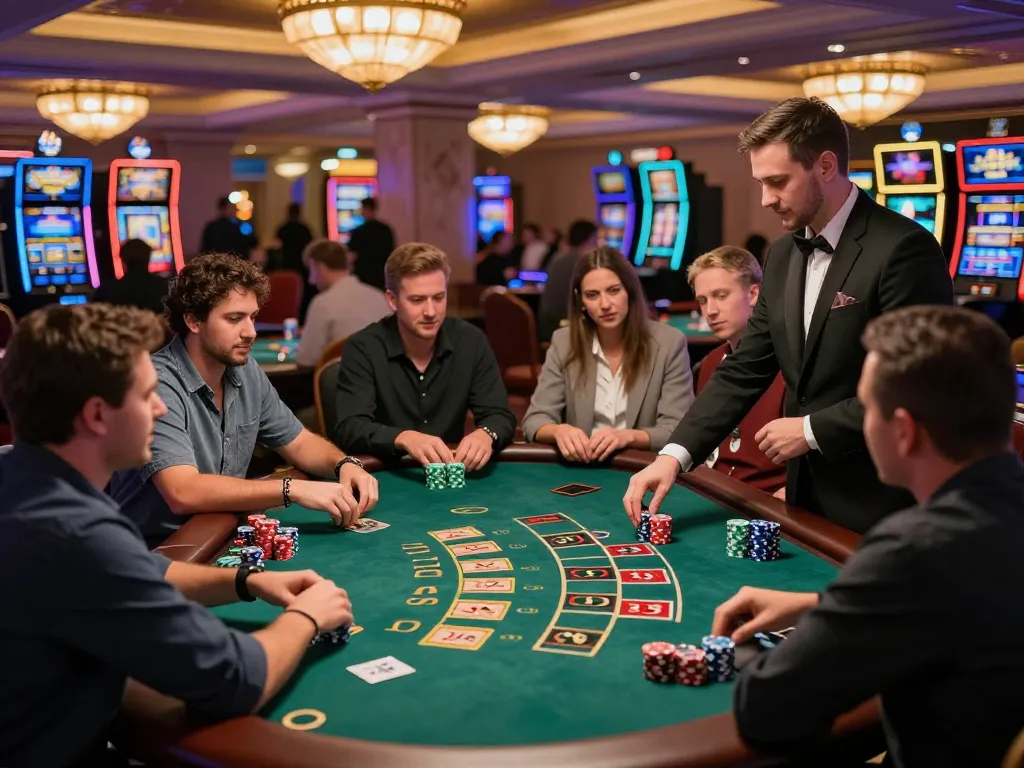 Players engaging at the blackjack table, capturing the competitive spirit of 79KING gaming environment