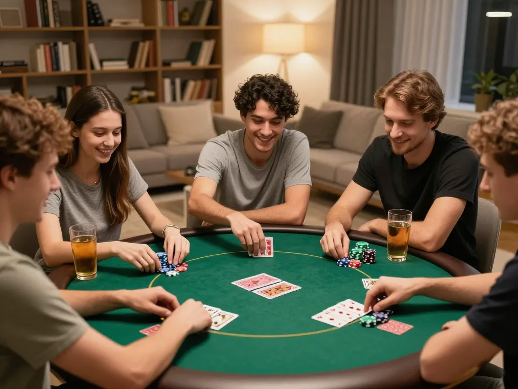 Xibet poker night gathering with friends enjoying lively gameplay and casual drinks