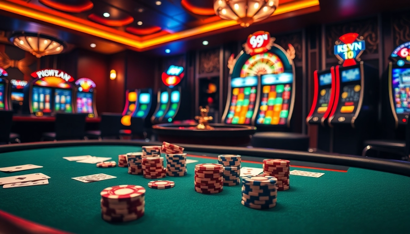 Experience the excitement of 69vn with vibrant casino games and luxury elements.