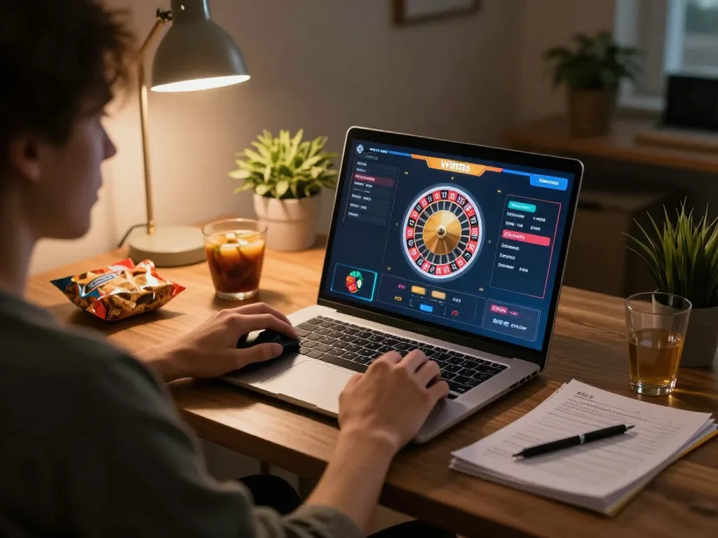 WW88 online gaming experience with a player engaged in roulette at home
