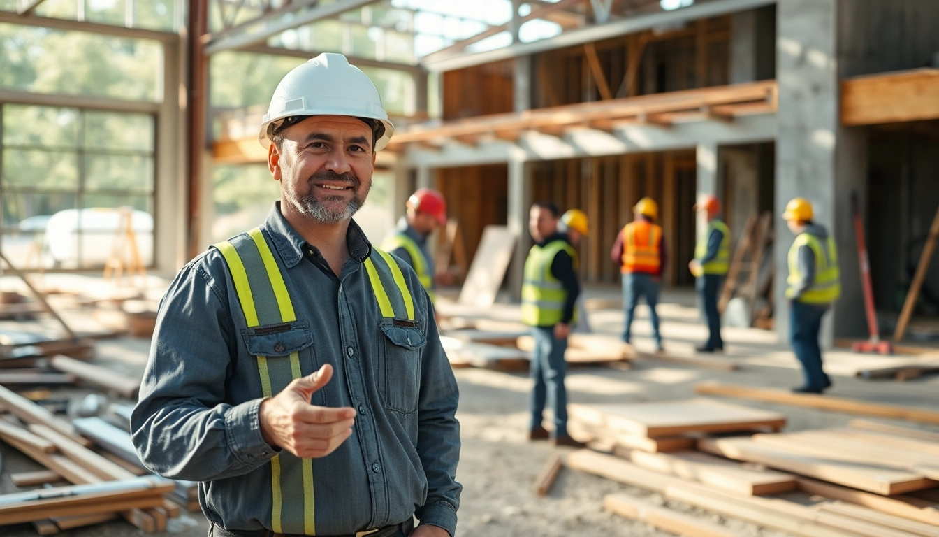 New Jersey General Contractor overseeing a construction project with workers and materials.