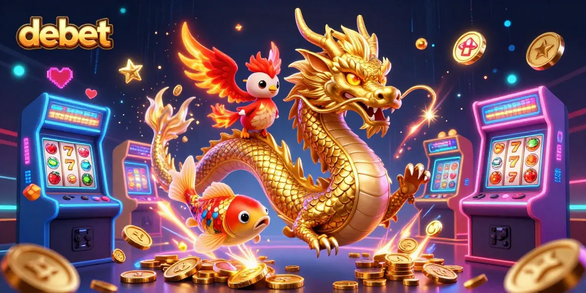 Experience the thrilling debet gaming scene with dragons, phoenixes, and captivating slot elements.