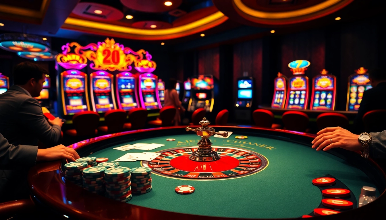 Engage in thrilling bets at https://du88.sbs/ with luxurious casino tables and vibrant gaming elements.