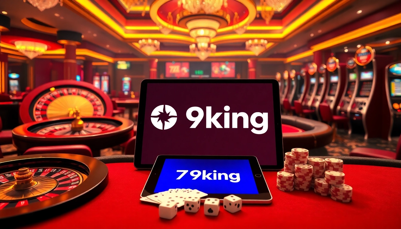 Engaging scene at 79king casino featuring roulette, cards, and vibrant poker chips.