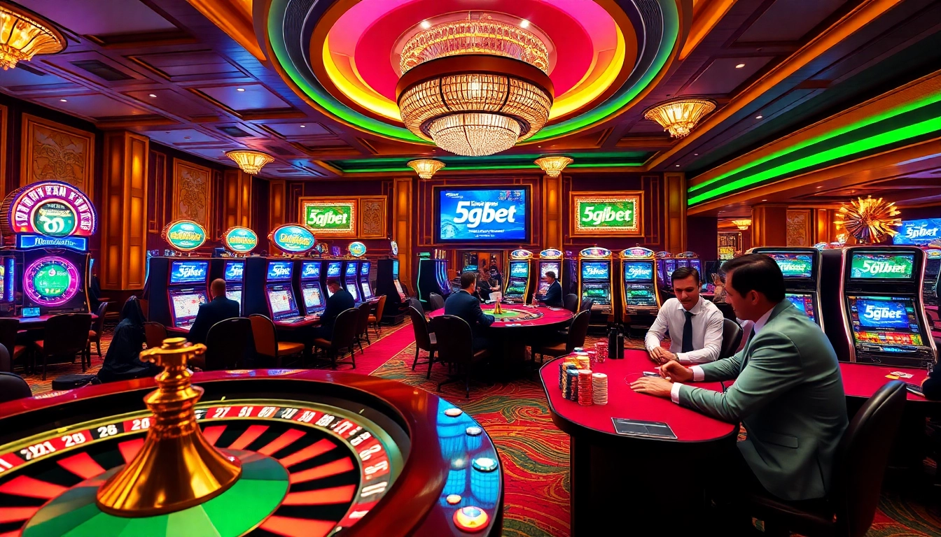 Players enjoying a thrilling game experience at https://5gbetbr.com.br/ in a luxurious casino filled with excitement.