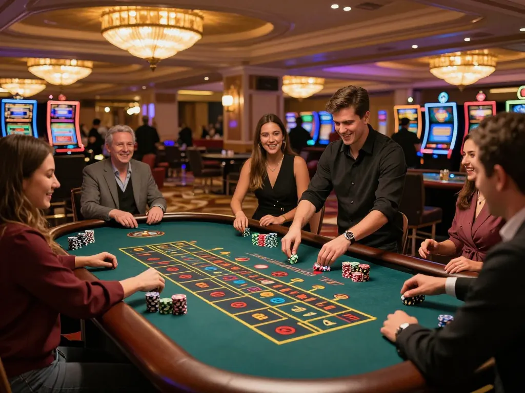 MM88 players enjoy the excitement of a live roulette game at an elegant casino venue.