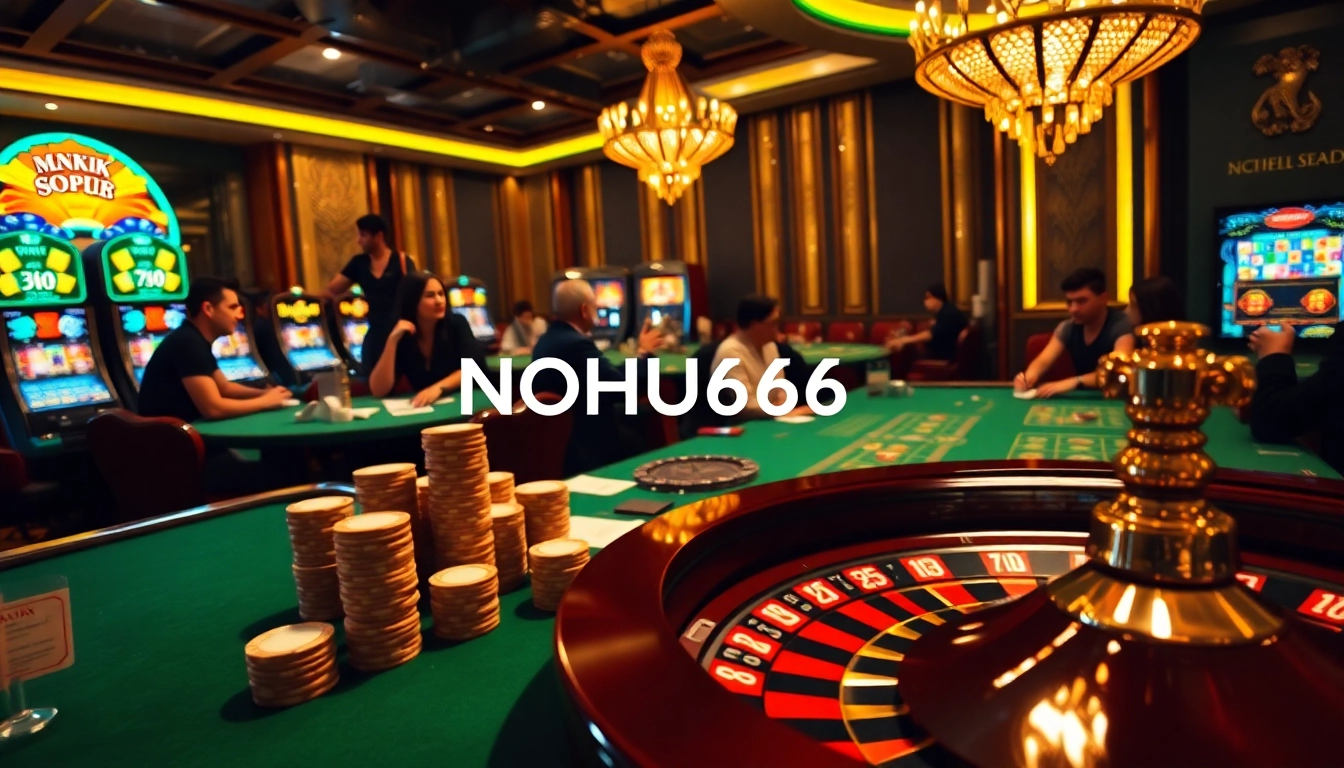 Experience the thrill of NOHU666 with engaging casino tables and colorful slot machines.