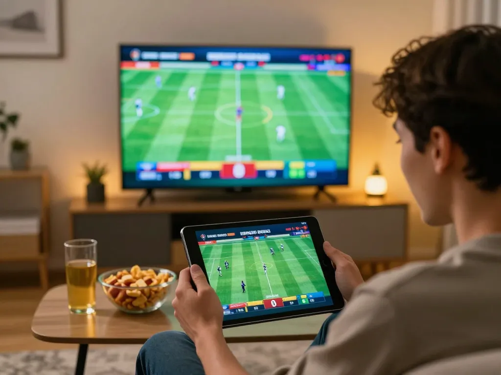 Bongdalu showing live sports betting on a tablet during an exciting home gaming session
