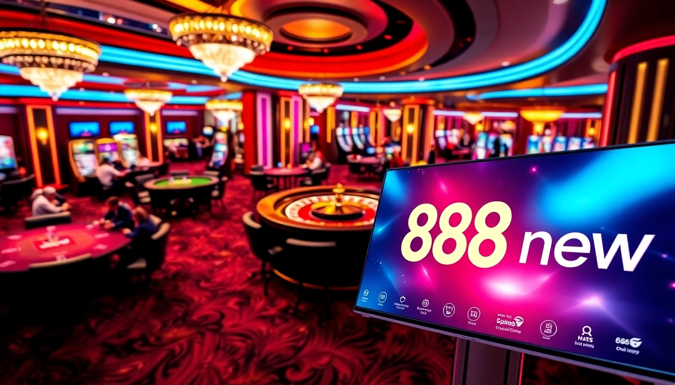 Experience exciting online betting with 888new, featuring vibrant casino games and elegant decor.