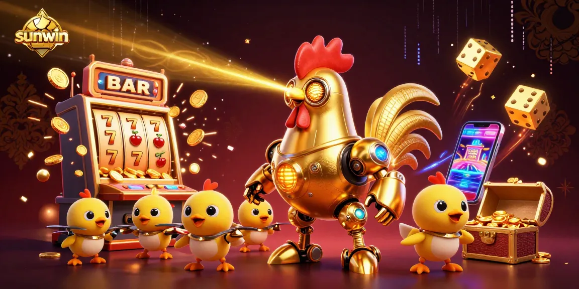 Experience thrilling gameplay with sunwin's dynamic casino scene featuring slot machines and golden treasures.