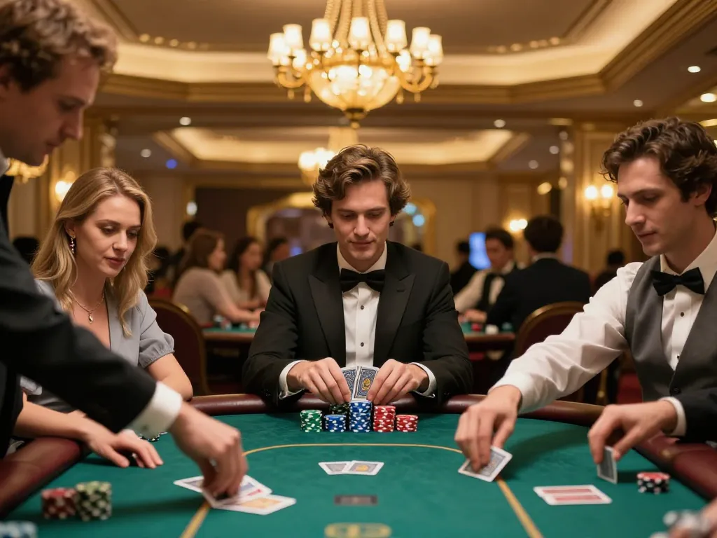 Engaged players at a poker table strategizing their next move while enjoying luck8l