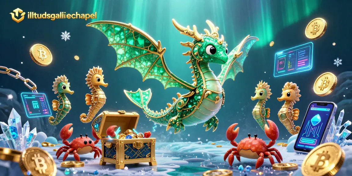 Experience thrilling gameplay at illtudsgalileechapel featuring a lively sea dragon amidst sparkling crypto elements.