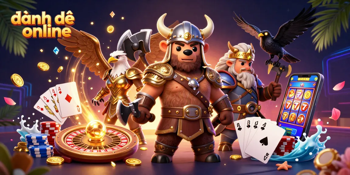 Experience the thrill of đánh đề online with vibrant 3D characters and casino elements in this dynamic illustration.
