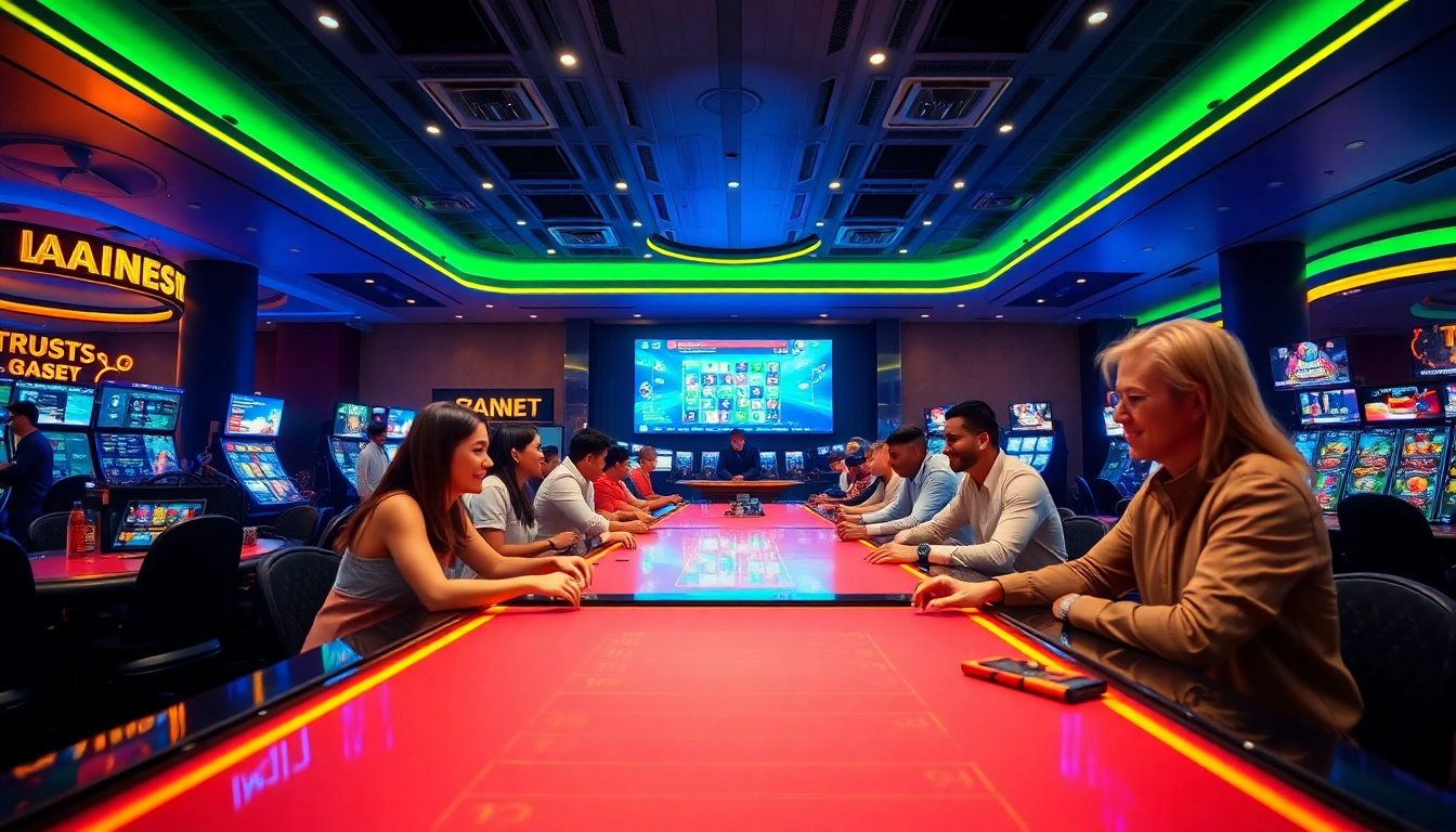 Engaged players enjoying the excitement of 789bet in a vibrant online casino setting.
