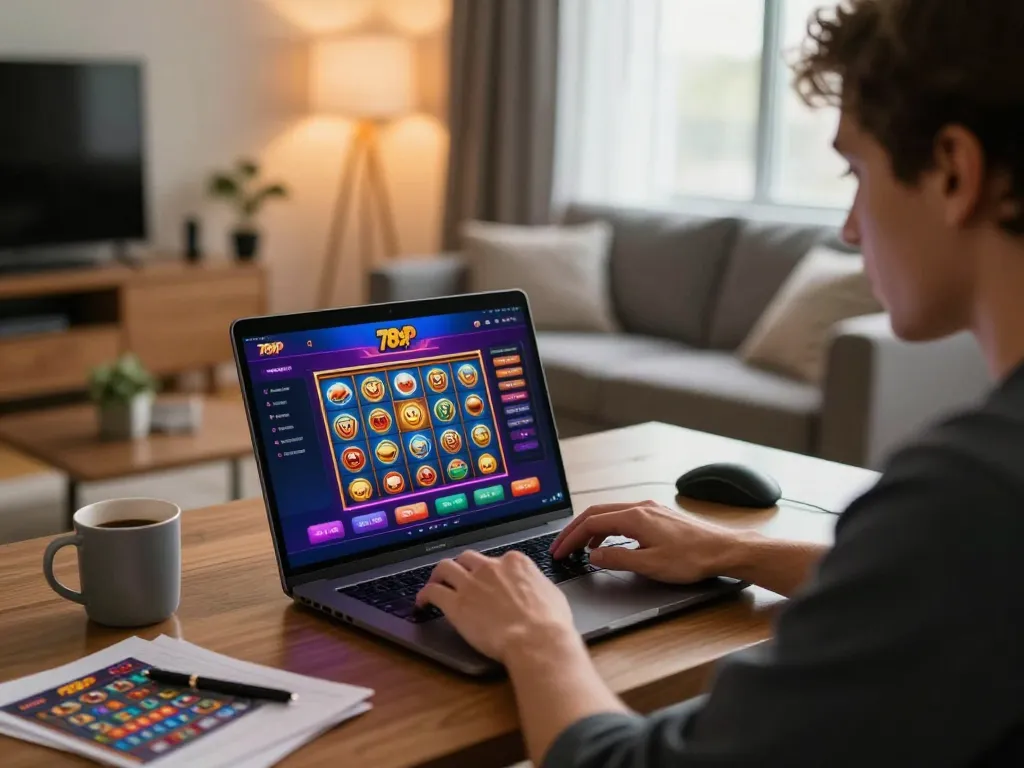 Player enjoying engaging gameplay on the 789P casino app in a cozy home setting.