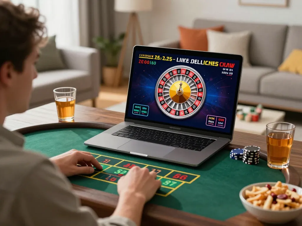 Kkwin player engaged in online roulette gaming from a cozy home, showcasing strategic gambling.
