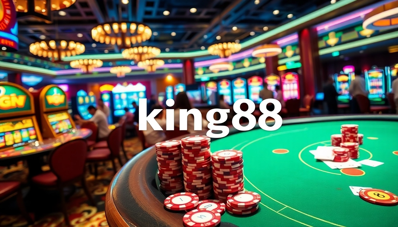 Experience the thrill of king88 with vibrant casino tables and colorful slot machines.