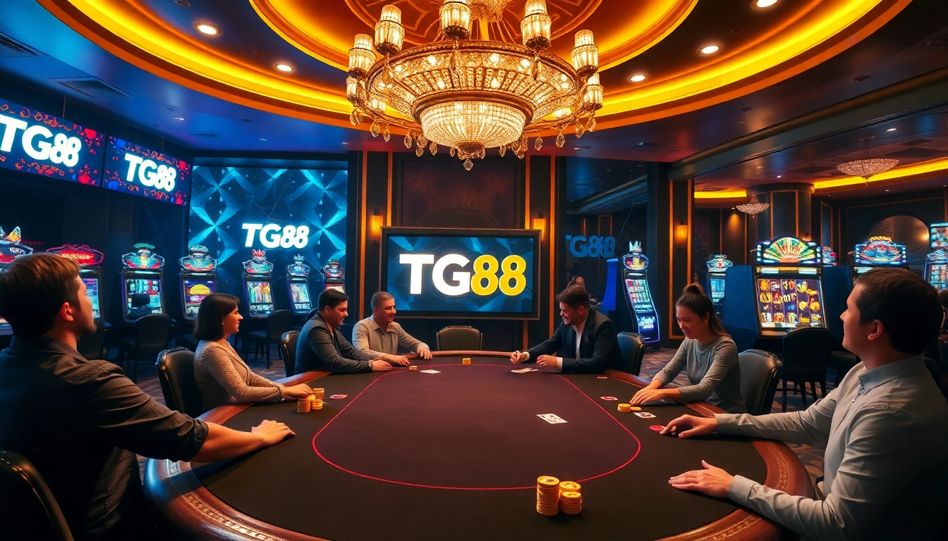 Experience the luxury of TG88 casino with vibrant games and professional gamblers at play.