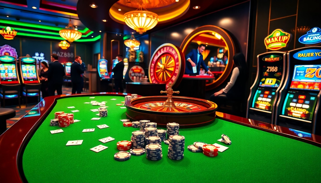 Experience the thrill of ZX88 with poker chips, cards, and a lively casino atmosphere.