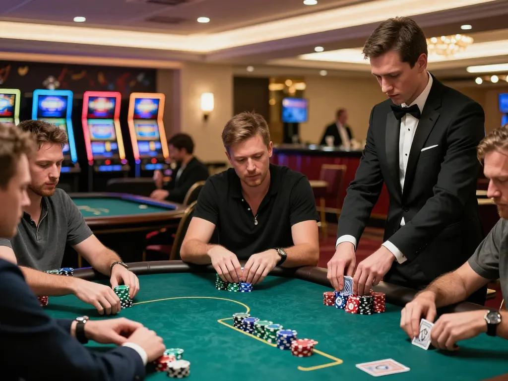 Engaged players strategizing in a high-stakes poker game at VA88 casino.