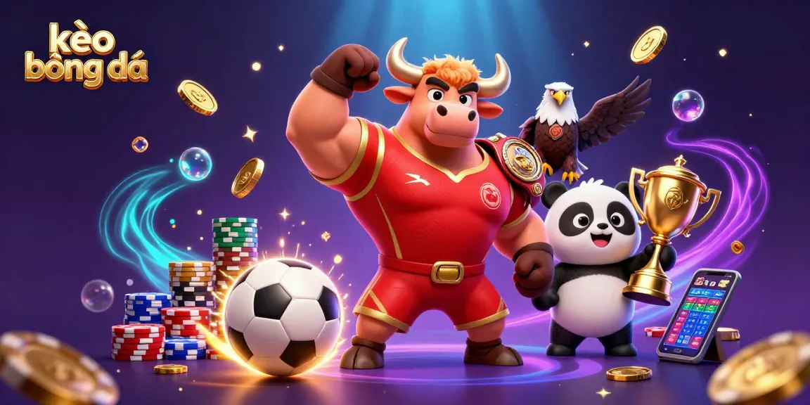 Experience thrilling kèo bóng đá strategies with dynamic visuals and vibrant characters in a colorful betting scene.