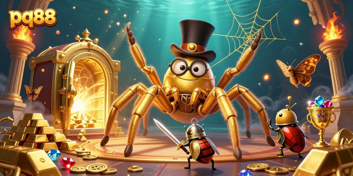 Engage with the excitement at pq88 as a brave beetle knight approaches the golden tarantula in its 3D casino world.
