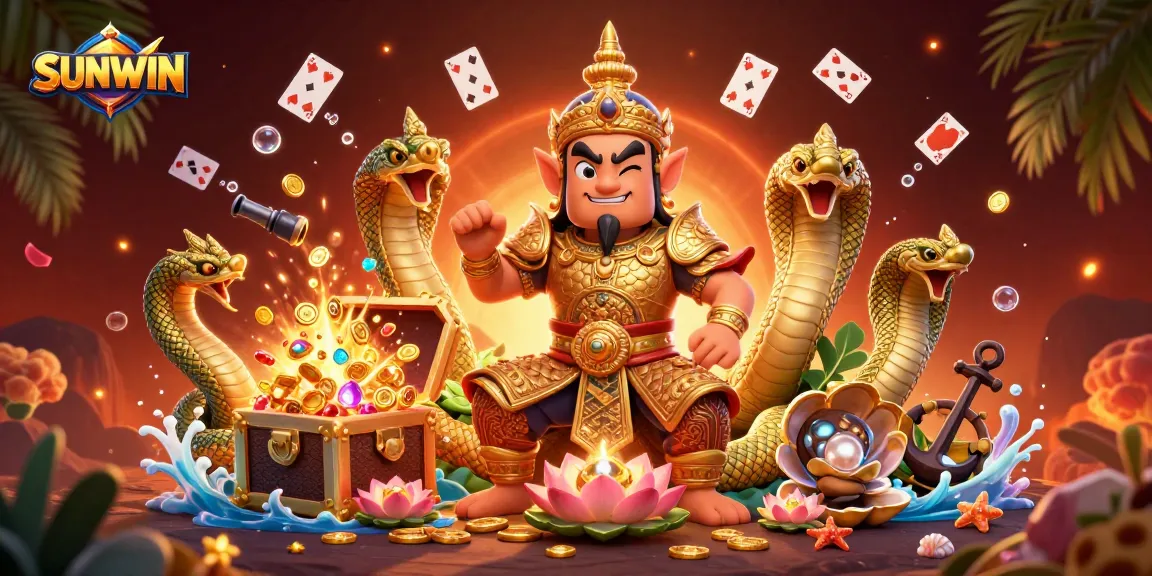 SUNWIN showcases an exciting online casino experience with vibrant characters and thrilling game elements bursting with gems.