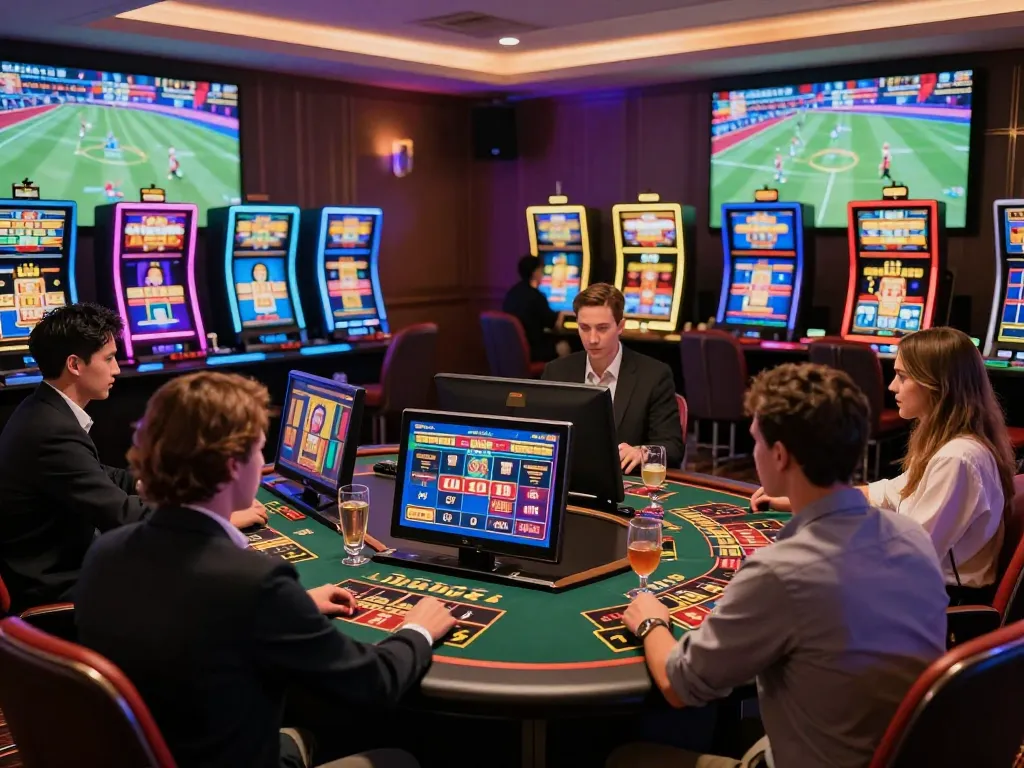 Players enjoying diverse online games at TR88 casino, showcasing excitement and modern design.