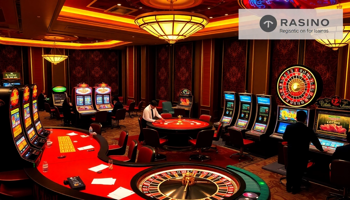 Engage with the excitement of Đăng Ký Nhà Cái 68VIP in a luxurious casino environment filled with vibrant slot machines.